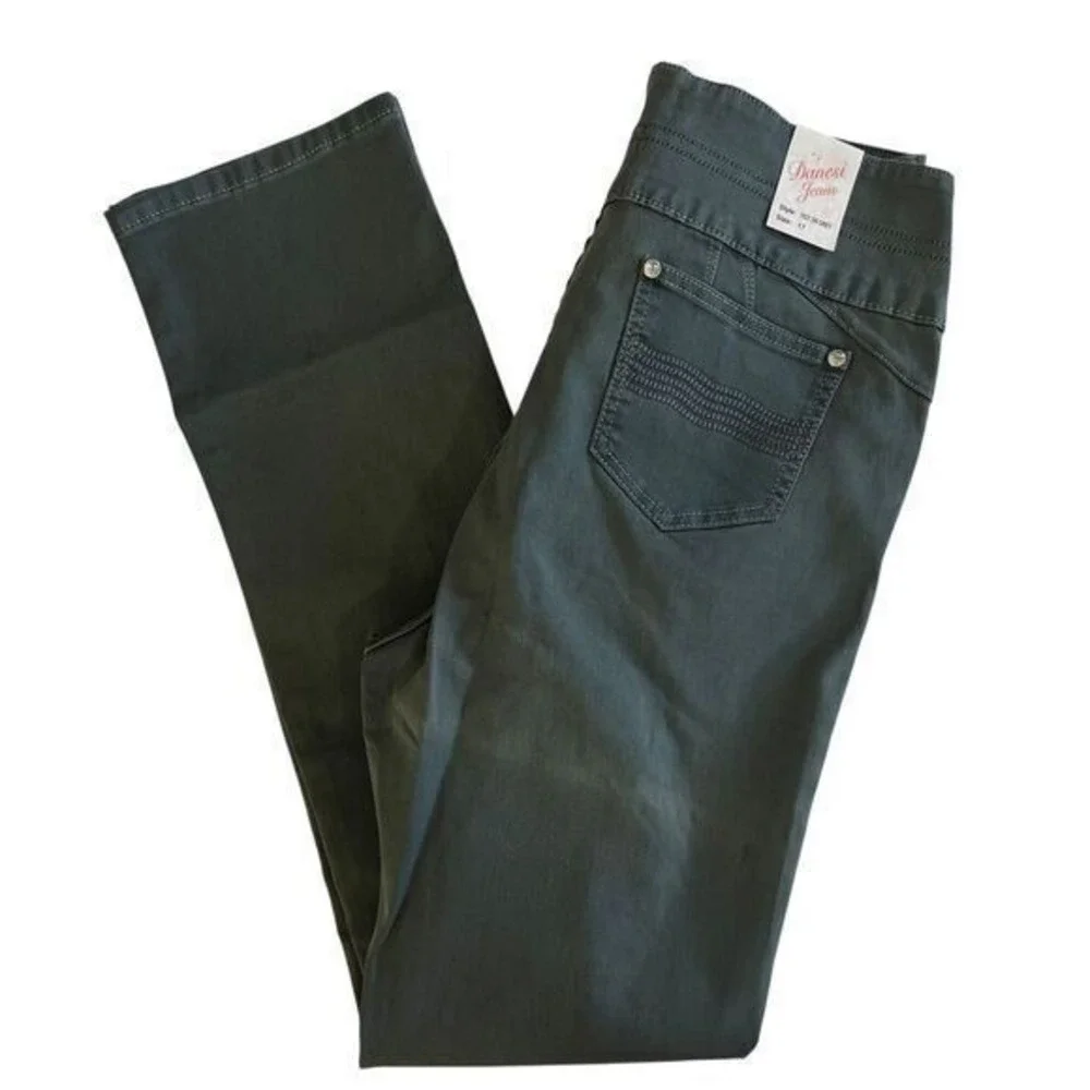 Danesi Jeans Distressed Gray Denim Pants Button Fly Straight Leg Women's Size 17